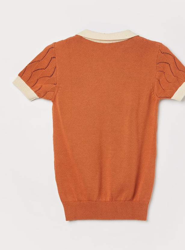 UNITED COLORS OF BENETTON Boys Knitted Johnny Collar Sweater