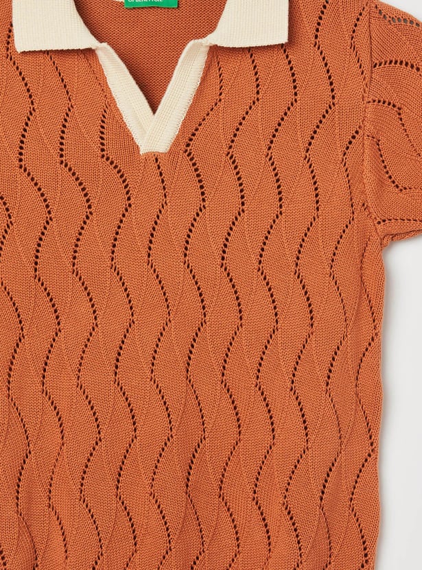 UNITED COLORS OF BENETTON Boys Knitted Johnny Collar Sweater