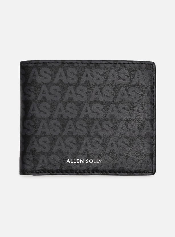 ALLEN SOLLY Logo Print Leather Bi-Fold Wallet