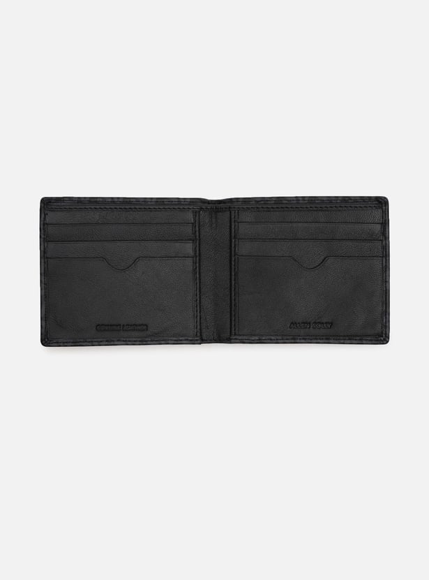 ALLEN SOLLY Logo Print Leather Bi-Fold Wallet