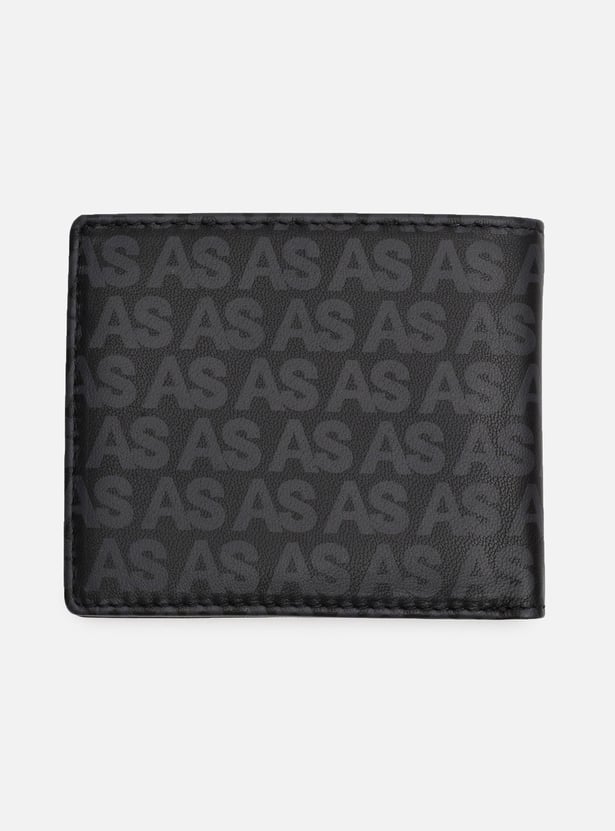 ALLEN SOLLY Logo Print Leather Bi-Fold Wallet