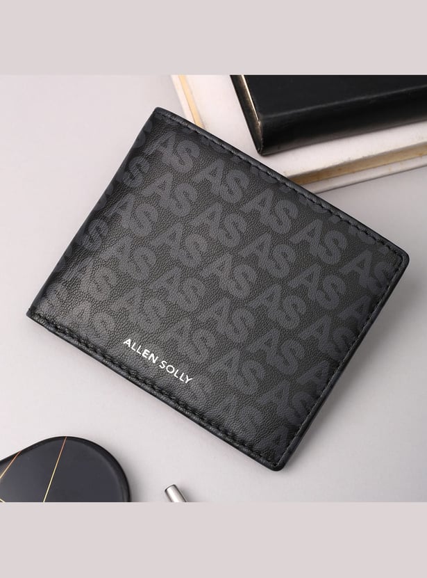 ALLEN SOLLY Logo Print Leather Bi-Fold Wallet