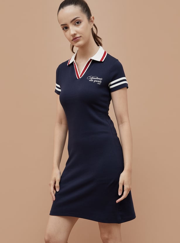 KAPPA Johnny Collar T-shirt Dress with Contrast Collar