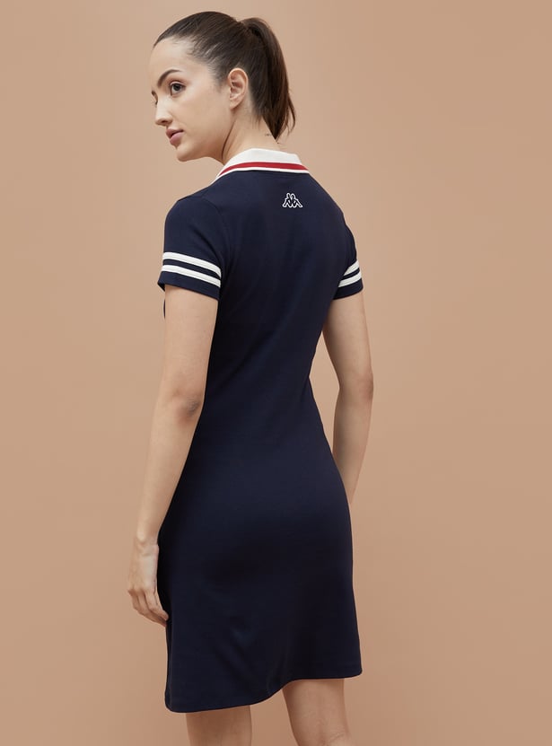KAPPA Johnny Collar T-shirt Dress with Contrast Collar