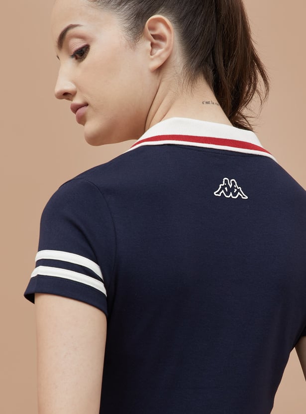 KAPPA Johnny Collar T-shirt Dress with Contrast Collar