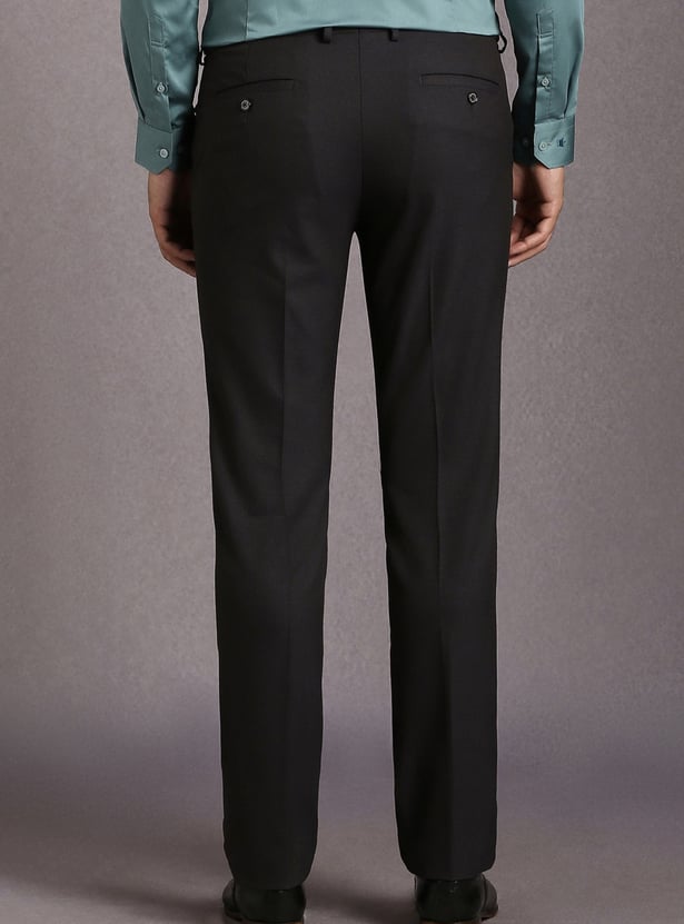 LOUIS PHILIPPE Textured Slim Straight Formal Trousers