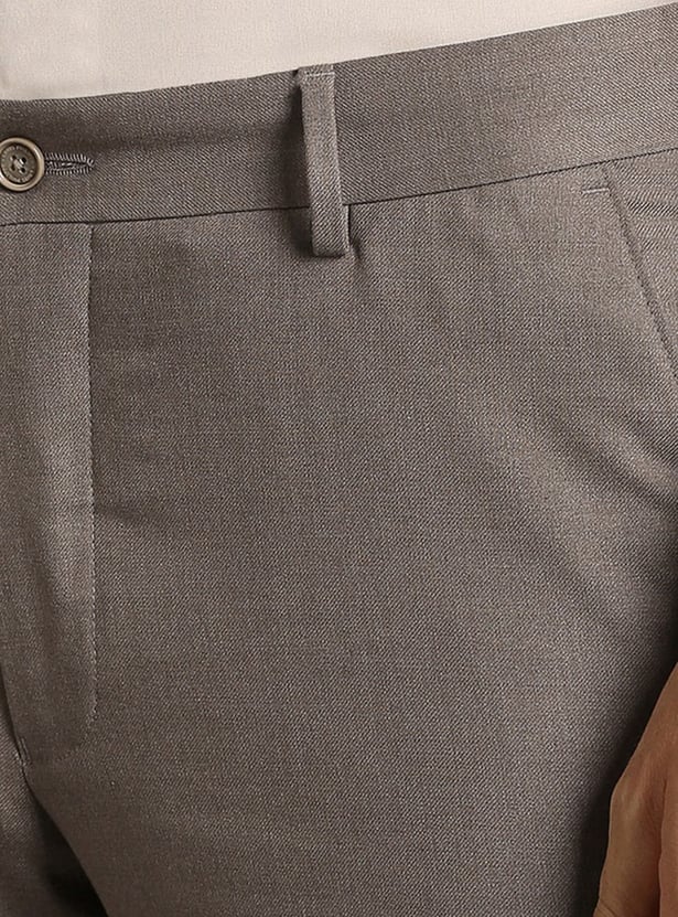 LOUIS PHILIPPE Solid Slim Straight Formal Trousers