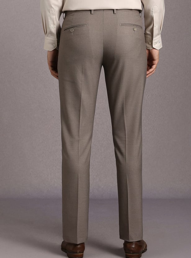 LOUIS PHILIPPE Solid Slim Straight Formal Trousers