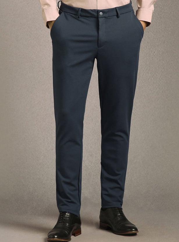 LOUIS PHILIPPE Solid Slim Tapered Formal Trousers