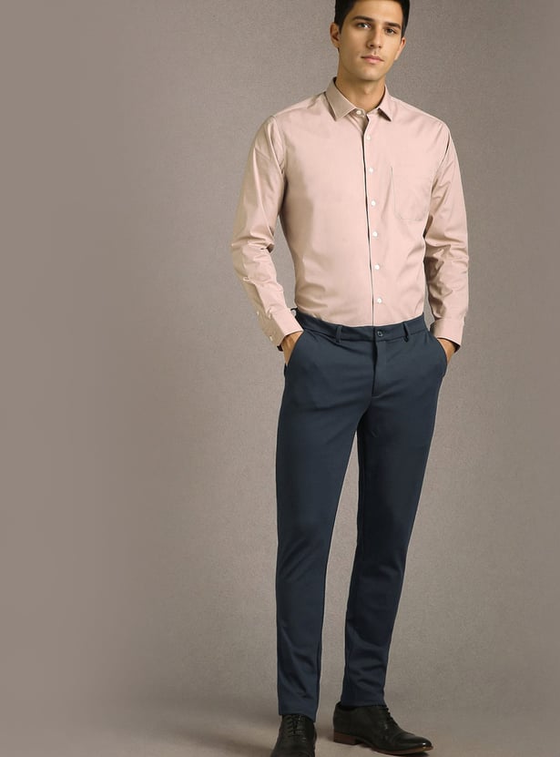 LOUIS PHILIPPE Solid Slim Tapered Formal Trousers