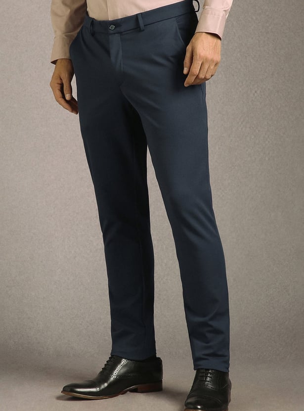 LOUIS PHILIPPE Solid Slim Tapered Formal Trousers