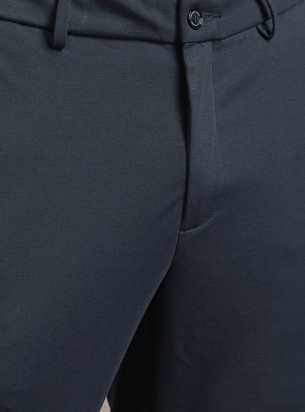 LOUIS PHILIPPE Solid Slim Tapered Formal Trousers