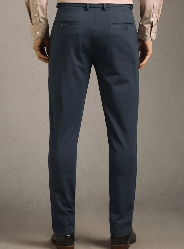 LOUIS PHILIPPE Solid Slim Tapered Formal Trousers