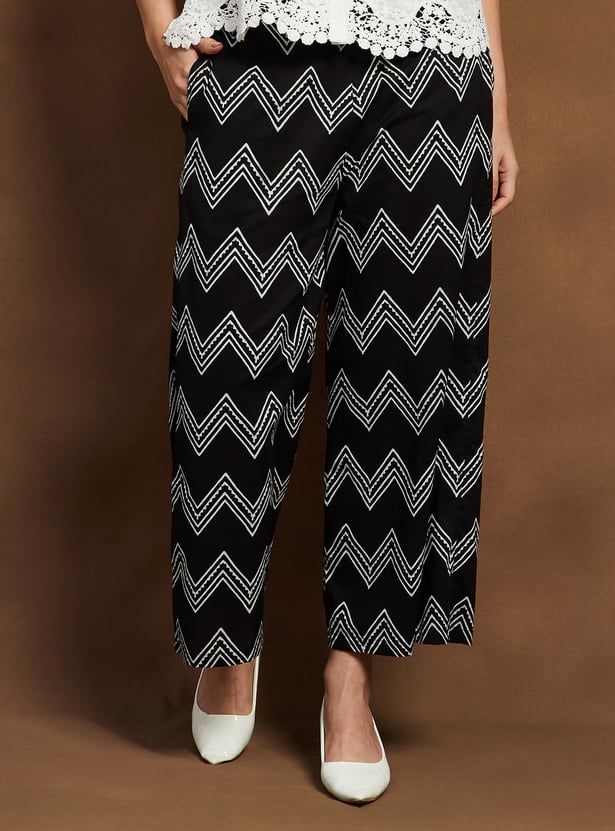 MELANGE Chevron Print Palazzos