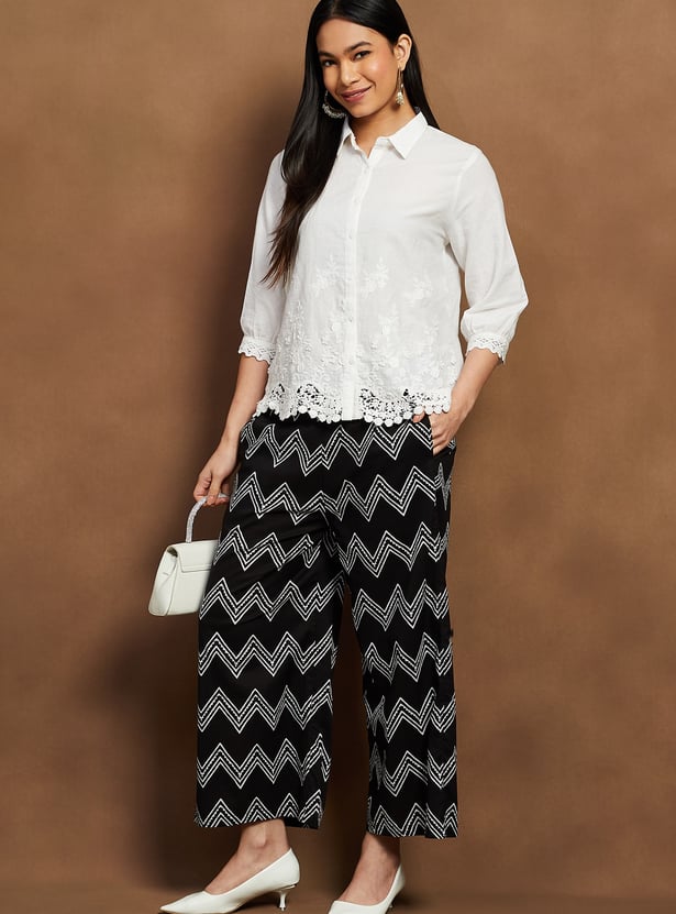 MELANGE Chevron Print Palazzos