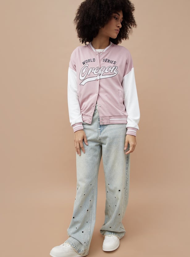 GINGER Colourblocked Varsity Jacket