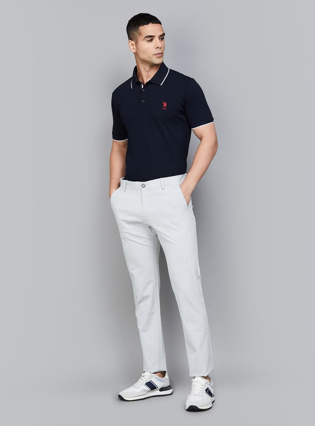 US POLO ASSN Solid Slim Tapered Trousers