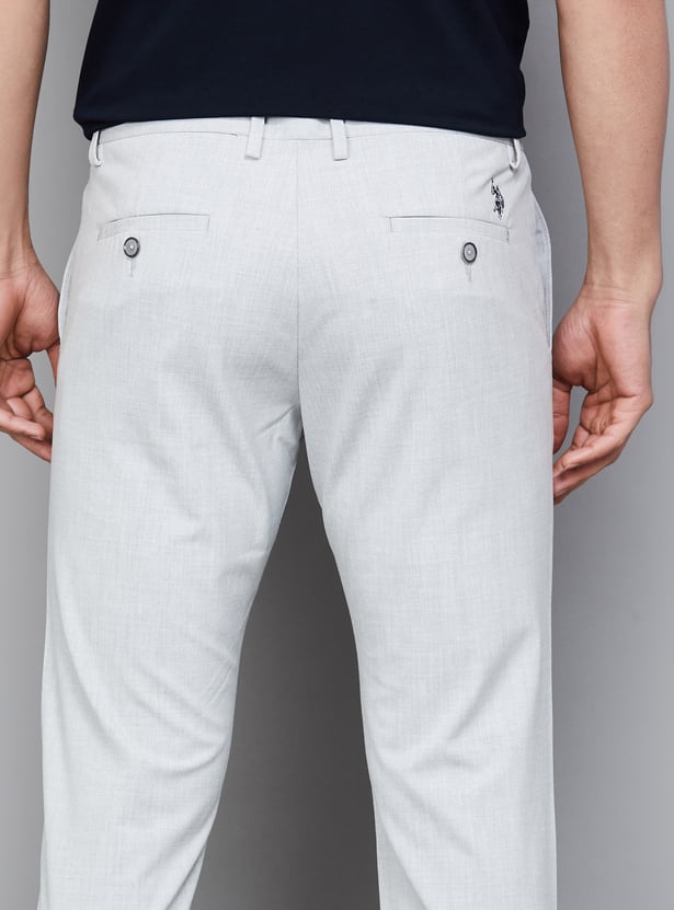 US POLO ASSN Solid Slim Tapered Trousers