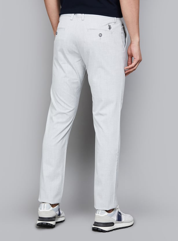 US POLO ASSN Solid Slim Tapered Trousers