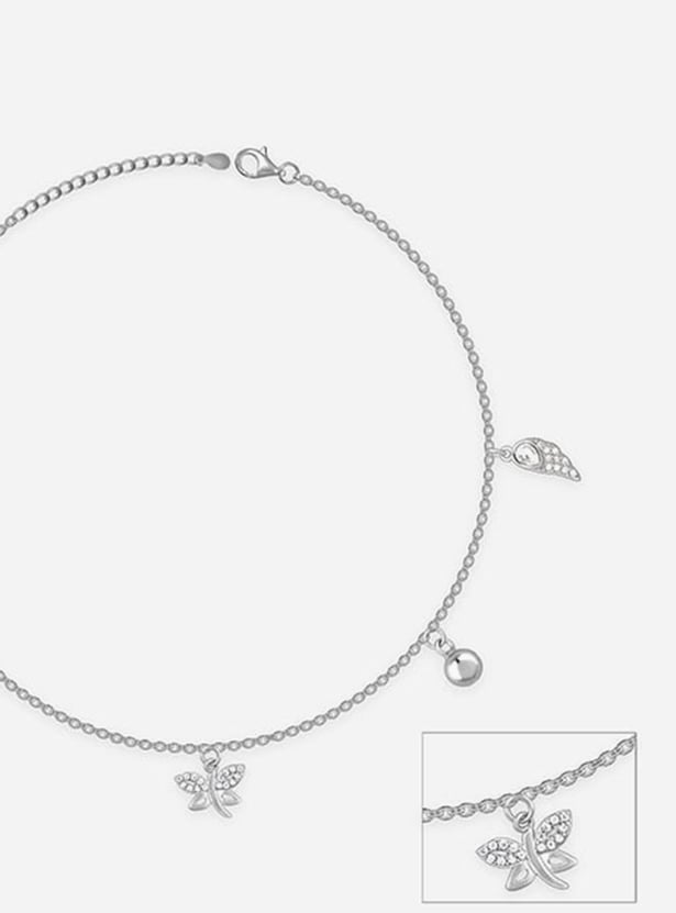 GIVA Zircon Sterling Silver Charm Anklet