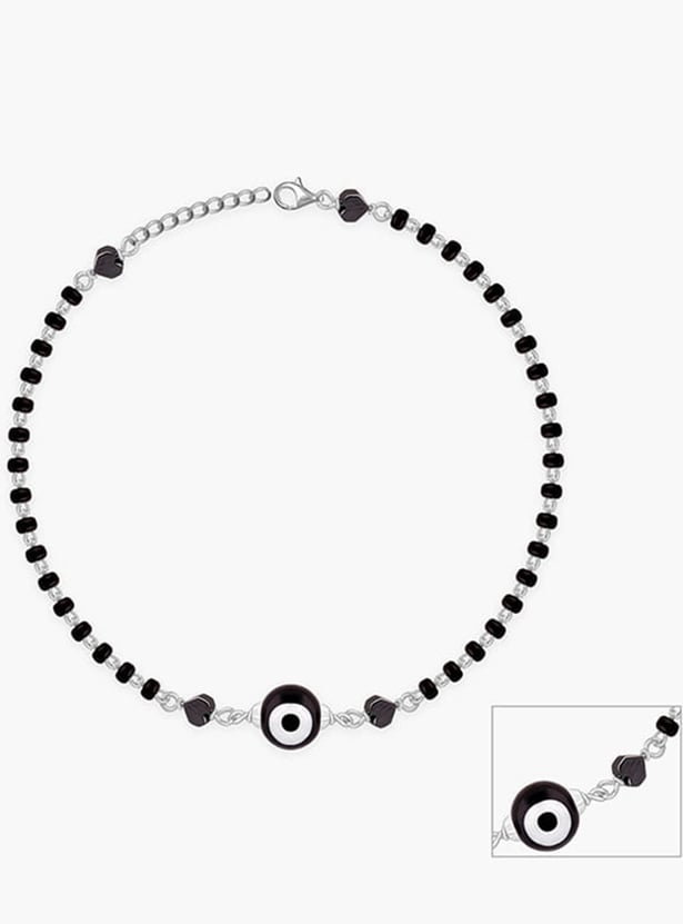 GIVA Sterling Silver Beaded Evil Eye Anklet