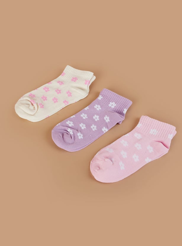 GINGER Floral Print Ankle Length Socks - Pack of 3