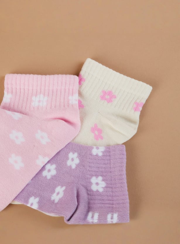 GINGER Floral Print Ankle Length Socks - Pack of 3