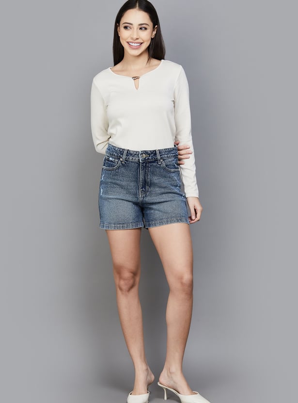 XPOSE Distressed Super High Rise Denim Shorts