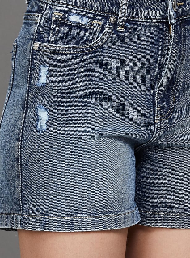 XPOSE Distressed Super High Rise Denim Shorts
