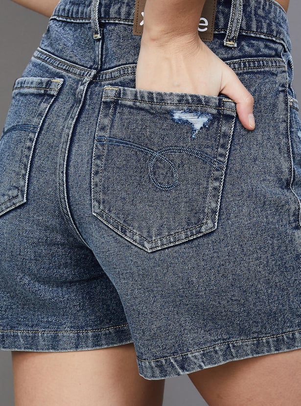 XPOSE Distressed Super High Rise Denim Shorts