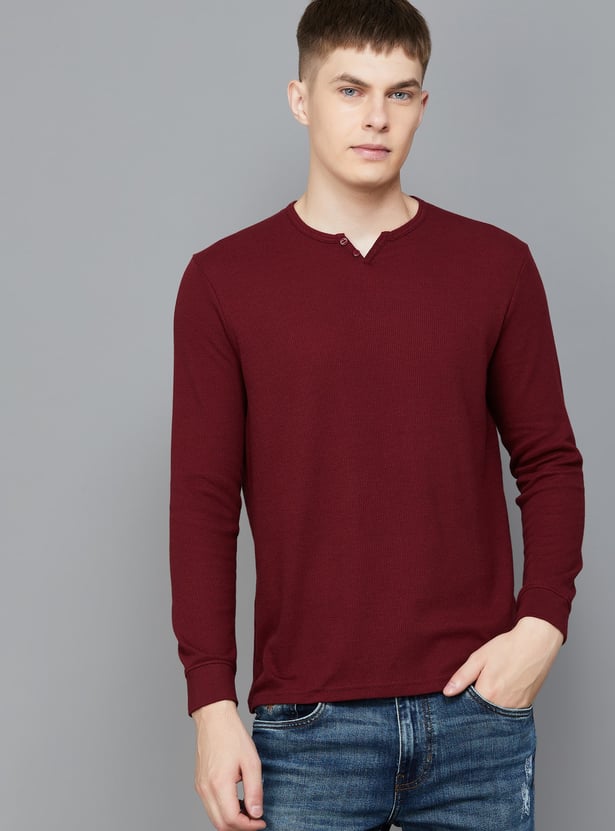 PEPE JEANS Knit Henley Neck T-shirt