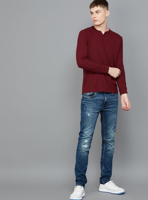 PEPE JEANS Knit Henley Neck T-shirt
