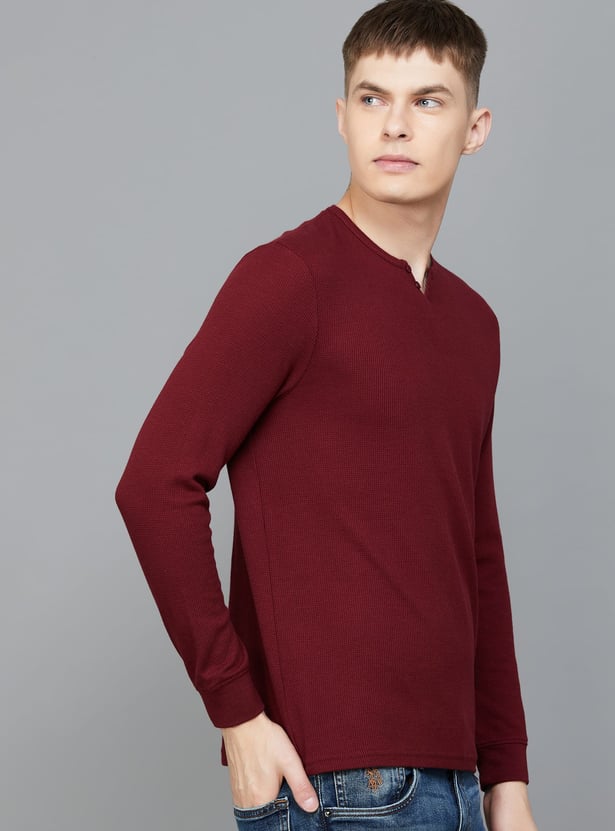PEPE JEANS Knit Henley Neck T-shirt