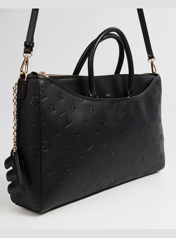 ELLE Debossed Laptop Bag with Charm