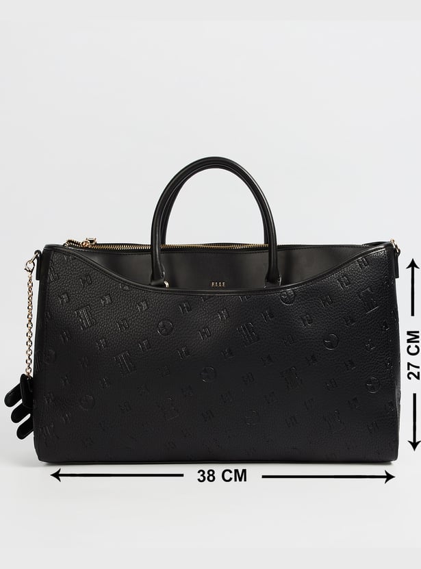 ELLE Debossed Laptop Bag with Charm