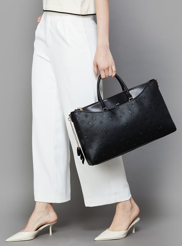 ELLE Debossed Laptop Bag with Charm