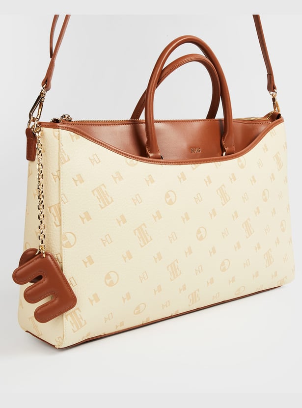 ELLE Debossed Laptop Bag with Charm