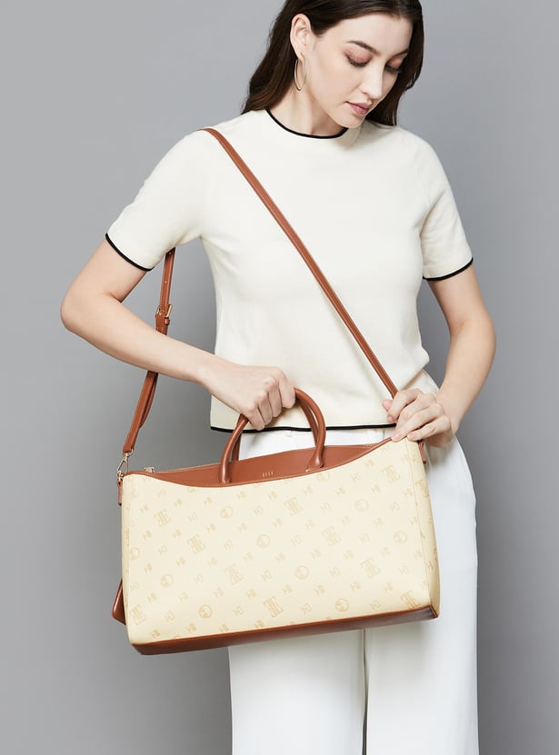 ELLE Debossed Laptop Bag with Charm