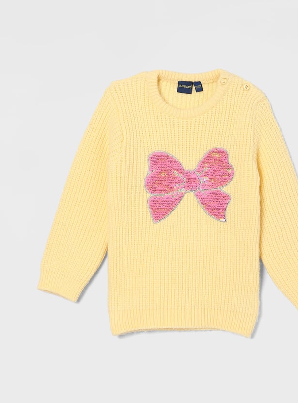 JUNIORS Girls Sequinned Bow Sweater