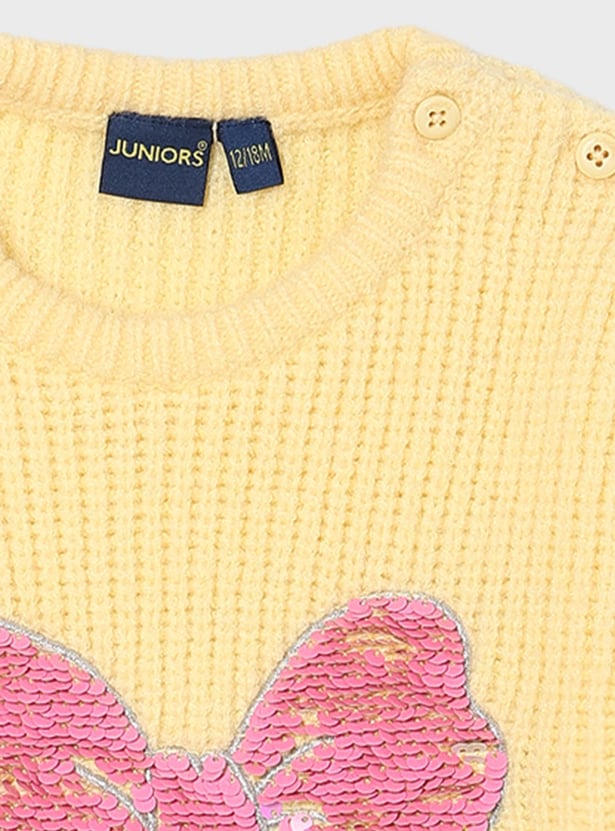 JUNIORS Girls Sequinned Bow Sweater