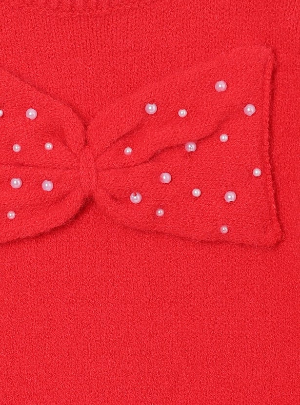 JUNIORS Girls Bow-Detailed Sweater