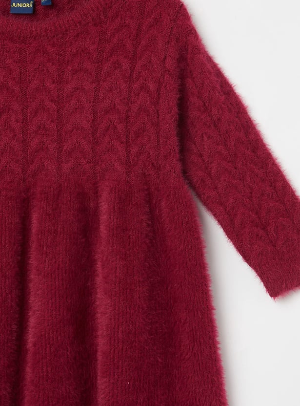 JUNIORS Girls Braided Knit Sweater Dress