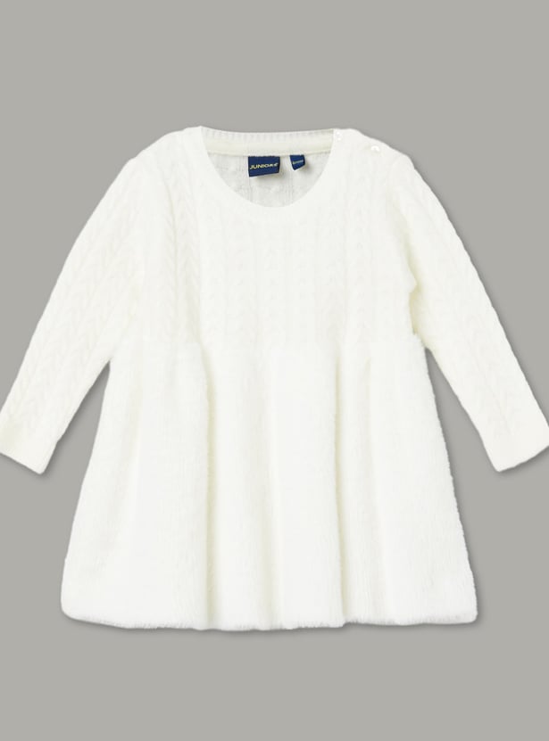 JUNIORS Girls Braided Fuzzy Sweater