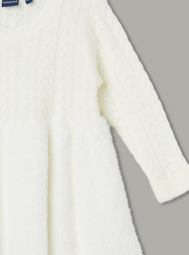 JUNIORS Girls Braided Fuzzy Sweater