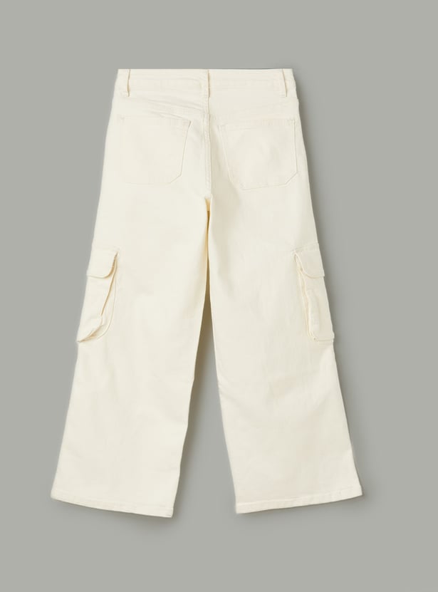 FAME FOREVER Girls Solid Wide Leg Cargos