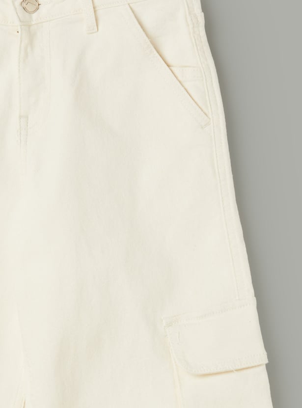 FAME FOREVER Girls Solid Wide Leg Cargos