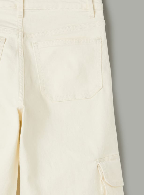 FAME FOREVER Girls Solid Wide Leg Cargos