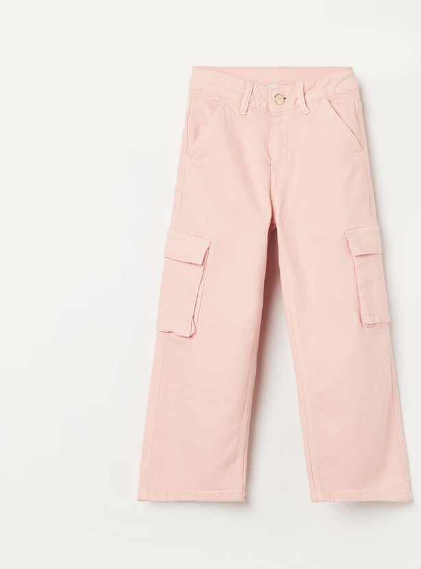FAME FOREVER Girls Solid Cargo Jeans