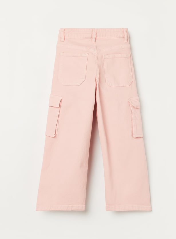 FAME FOREVER Girls Solid Cargo Jeans