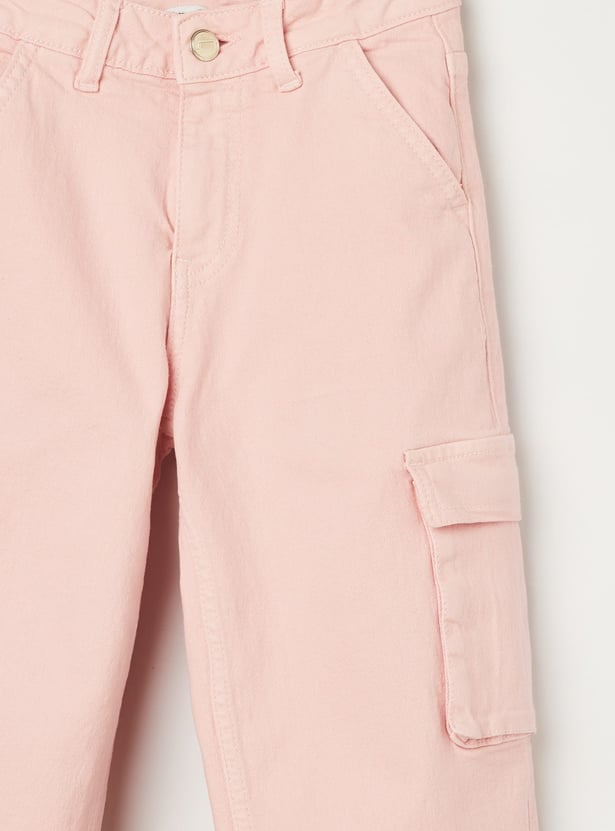 FAME FOREVER Girls Solid Cargo Jeans